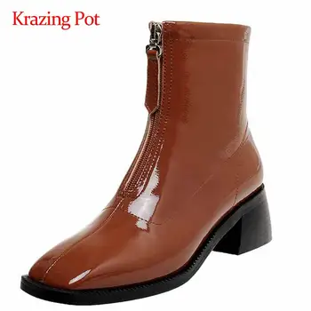 Krazing pot fashion boots patent leather european design square toe thick high heel zipper elegant lady dating ankle boots L92
Krazing pot fashion boots patent leather european design square toe thick high heel zipper elegant lady dating ankle boots L92