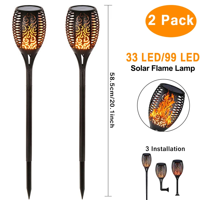 Solar 96LEDs LED Flame Lamp Waterproof Lawn Dancing Flicker Torch Lights Garden Decoration Landscape Path Lighting Spotlight
Solar 96LEDs LED Flame Lamp Waterproof Lawn Dancing Flicker Torch Lights Garden Decoration Landscape Path Lighting Spotlight