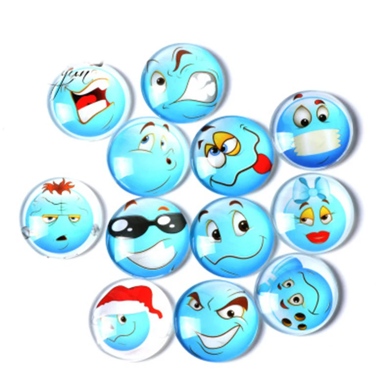 

24pcs25mm cartoon refrigerator stickers smiley cartoon animal decoration photo sticker rabbit smile face pendant refrigerator