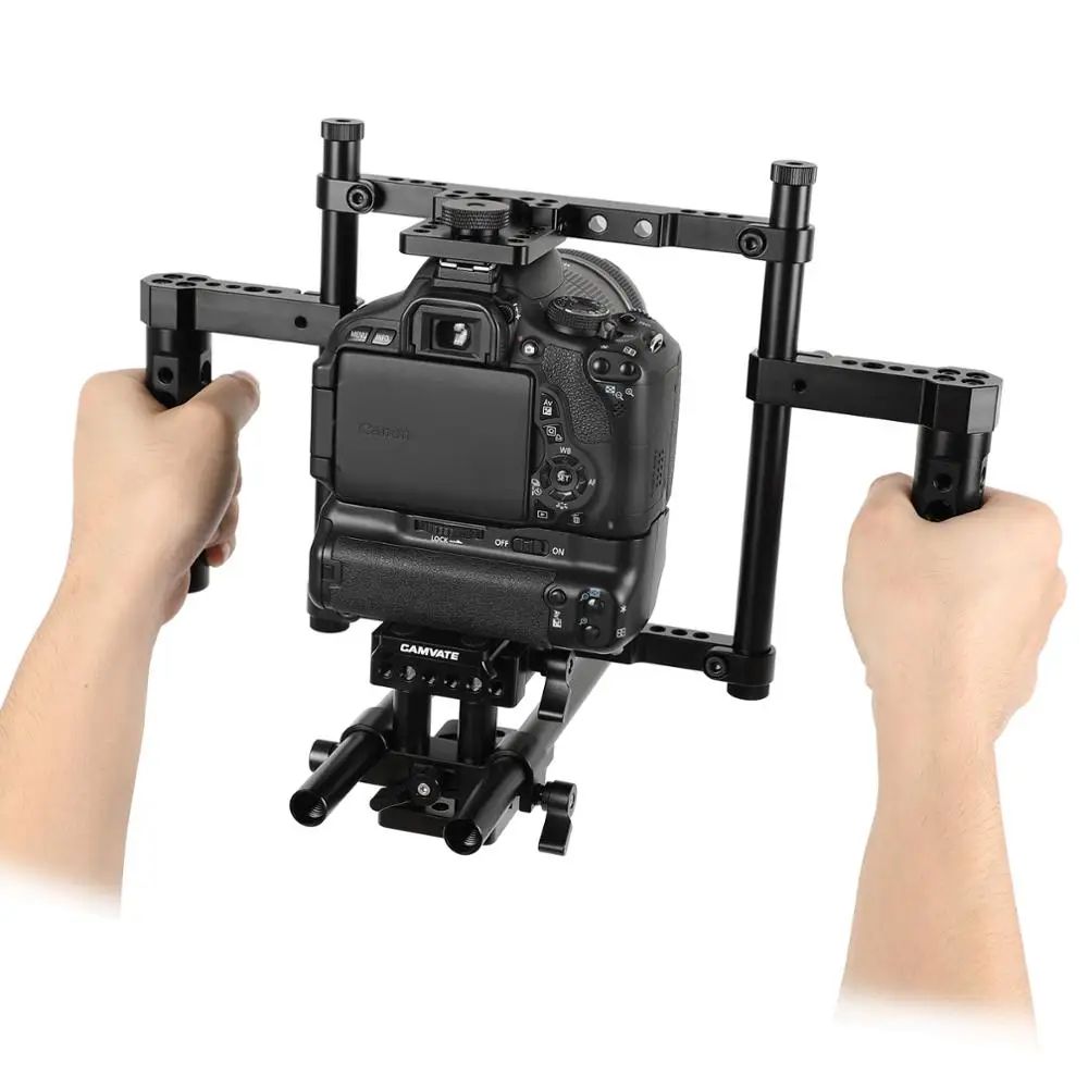 CAMVATE Universal Camera Cage Rig With Manfrotto Quick Release Baseplate & Adjustable 15mm Dual Rod Support For Large DSLRs
CAMVATE Universal Camera Cage Rig With Manfrotto Quick Release Baseplate & Adjustable 15mm Dual Rod Support For Large DSLRs