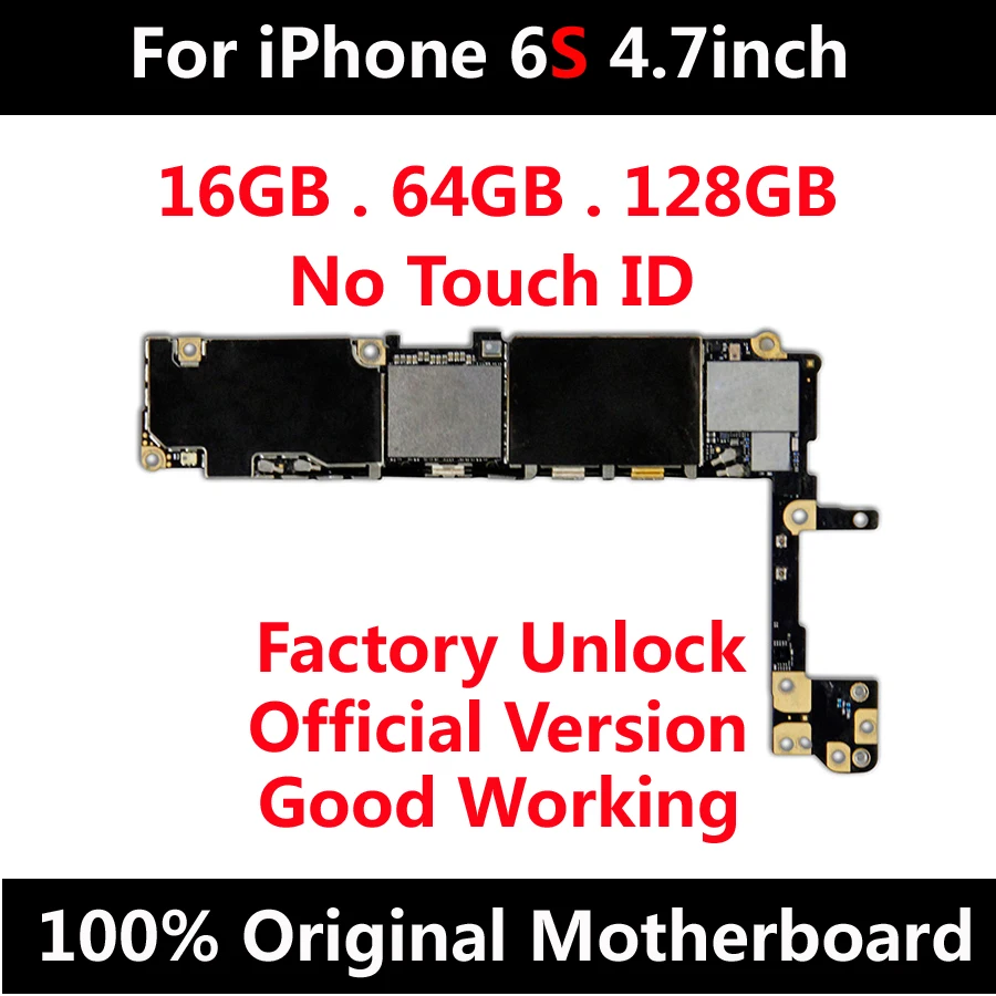 Original Motherboard For iPhone 6S 4.7inch Factory Unlock Mainboard NO Touch ID IOS Update Support Logic Board Tested Good
Original Motherboard For iPhone 6S 4.7inch Factory Unlock Mainboard NO Touch ID IOS Update Support Logic Board Tested Good