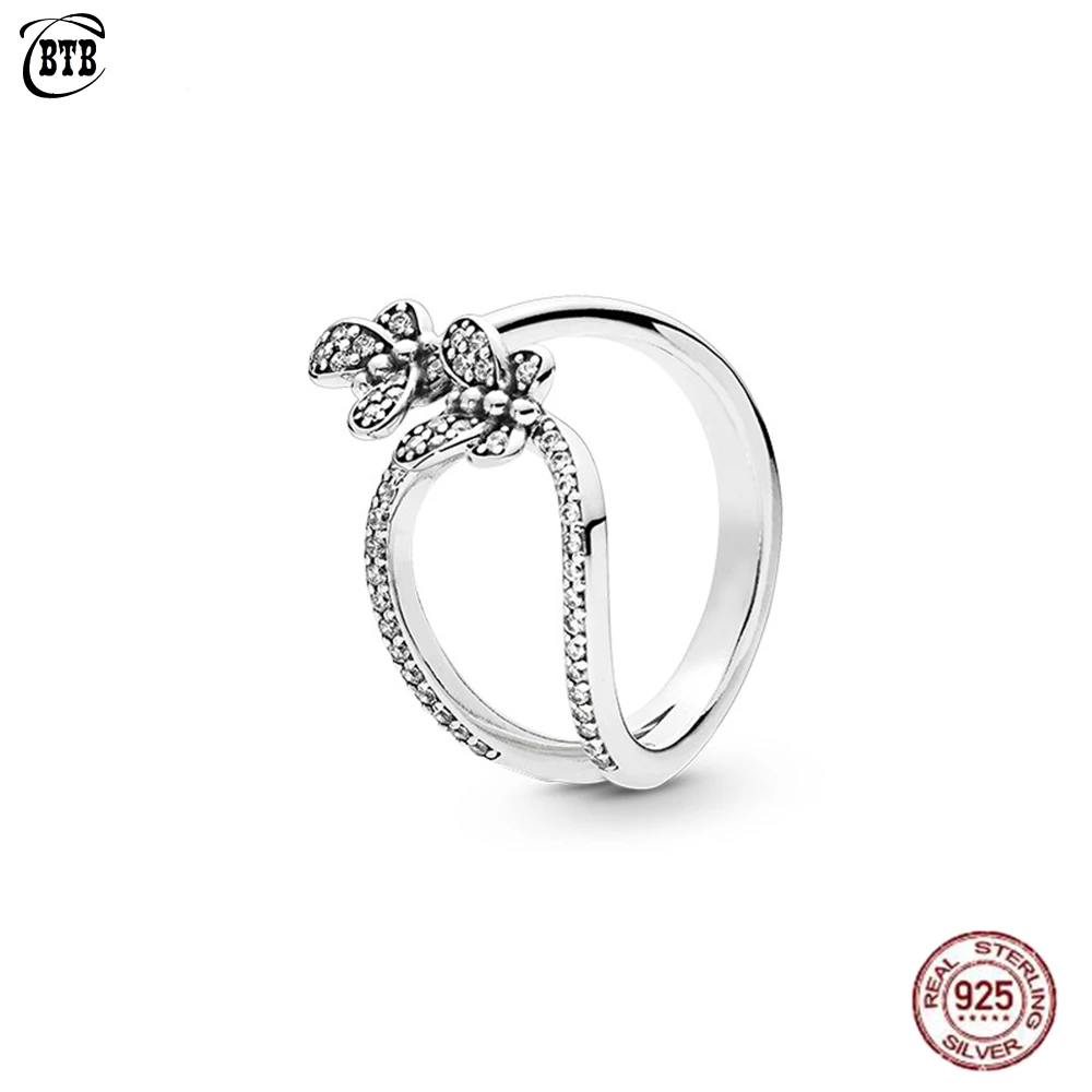 New 925 Sterling Silver Ring Bedazzling Butterflies With Crystal Rings For Women Wedding Party Gift Original DIY Jewelry
New 925 Sterling Silver Ring Bedazzling Butterflies With Crystal Rings For Women Wedding Party Gift Original DIY Jewelry