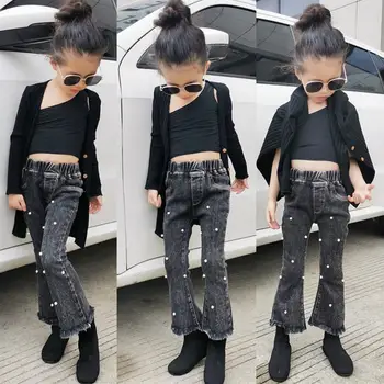 Spring Autumn girls jeans baby denim pants kids flare trousers children bottoms dirty wash pearl ripped tassel 3 to 10 yrs
Spring Autumn girls jeans baby denim pants kids flare trousers children bottoms dirty wash pearl ripped tassel 3 to 10 yrs