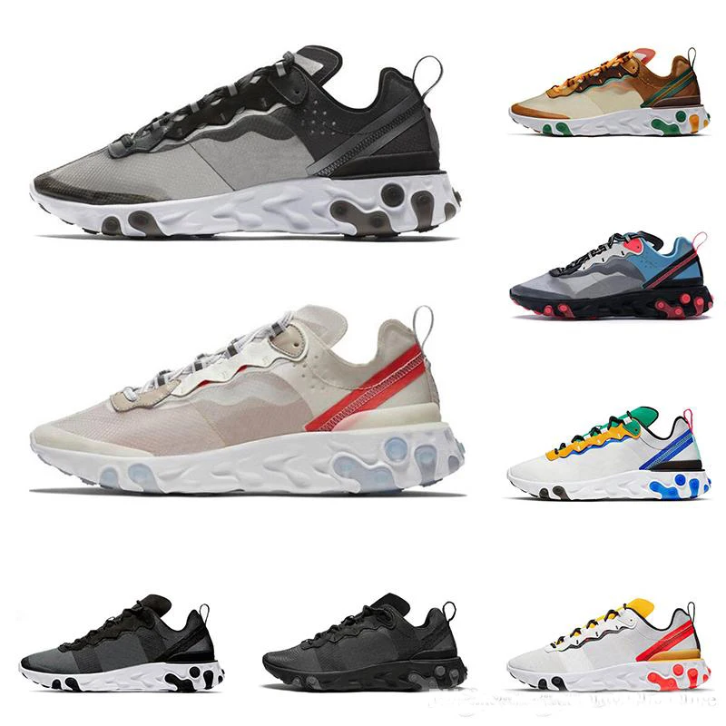 

2020 react element 87 55 running shoes for men women Light Bone triple black bred Hyper Pink mens trainers sport sneakers runner