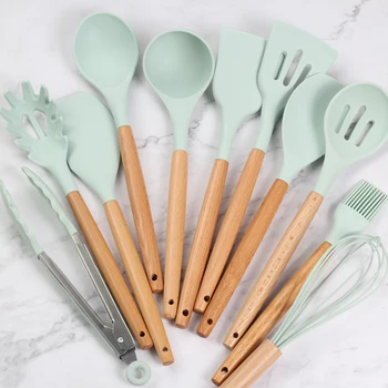 12-piece Silicone Cooking Utensils Set Non-stick Spatula Shovel Wooden Handle Cooking Tools Set With Storage Box Kitchen Tools
12-piece Silicone Cooking Utensils Set Non-stick Spatula Shovel Wooden Handle Cooking Tools Set With Storage Box Kitchen Tools