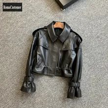 Genuine Leather Jackets Womens New Sheepskin Flare Sleeve Elegant Female Adjustable Waist Korean Short Blouse Biker Coat
Genuine Leather Jackets Womens New Sheepskin Flare Sleeve Elegant Female Adjustable Waist Korean Short Blouse Biker Coat