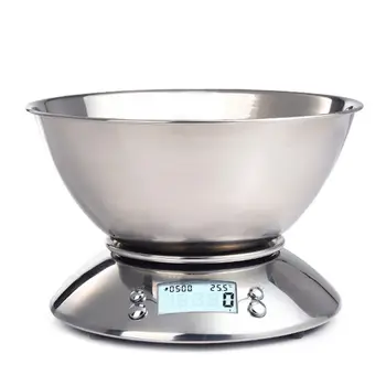 5kg/1g Stainless Steel Digital Kitchen Food Bowl Scale with Clock Volume Room Temperature Meter Backlight LCD Display
5kg/1g Stainless Steel Digital Kitchen Food Bowl Scale with Clock Volume Room Temperature Meter Backlight LCD Display