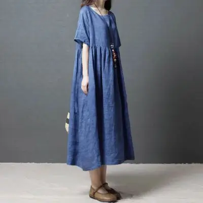 2018 Korean-style Loose And Plus-sized WOMEN'S Dress Fashion Comfortable Ramie Crew Neck Dress
2018 Korean-style Loose And Plus-sized WOMEN'S Dress Fashion Comfortable Ramie Crew Neck Dress