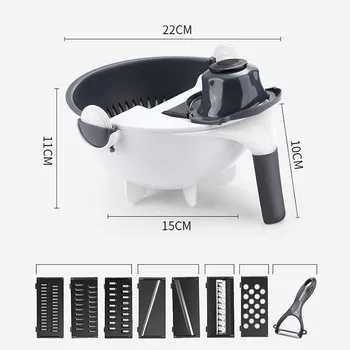 Multi in 1 9 Manual Slicer Rotate Vegetable Cutter With Drain Basket Multi-function Kitchen Veggie Shredder Grater Slicer Dra
Multi in 1 9 Manual Slicer Rotate Vegetable Cutter With Drain Basket Multi-function Kitchen Veggie Shredder Grater Slicer Dra