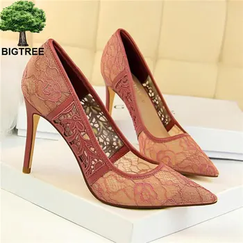 BIGTREE Classics Flower Lace Wedding Shoes Fashion Cut-Outs Women Pumps Pointed Toe High Heels Shoes Women's Shallow Party Shoe
BIGTREE Classics Flower Lace Wedding Shoes Fashion Cut-Outs Women Pumps Pointed Toe High Heels Shoes Women's Shallow Party Shoe