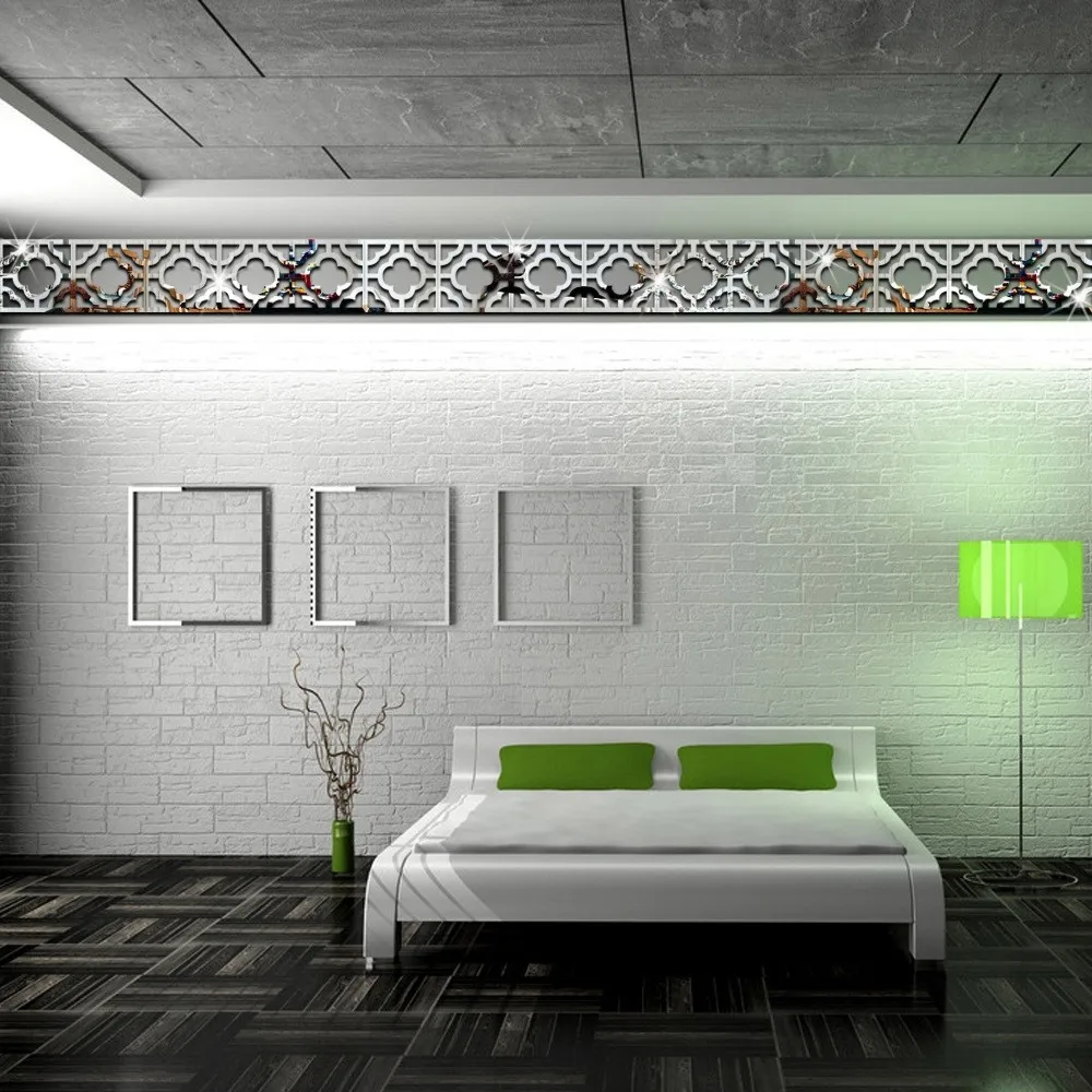 HOT 3D Acrylic Mirror Wall Stickers Waist Baseboard Room Up Ceiling Room Down Decorative Mirror Stickers 10pc/lot
HOT 3D Acrylic Mirror Wall Stickers Waist Baseboard Room Up Ceiling Room Down Decorative Mirror Stickers 10pc/lot