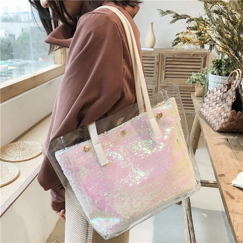 Realize the latest transparent straw woven sequins bucket bag, all-round handbag, one-shoulder inclined bag
Realize the latest transparent straw woven sequins bucket bag, all-round handbag, one-shoulder inclined bag