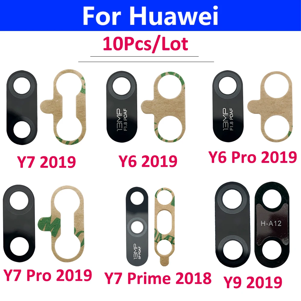 

10Pcs, Original Rear Back Camera Glass Lens For Huawei Y6 Pro Y7 Pro Y7 Prime Y9 Prime 2019 Camera Glass With Glue Adhesive