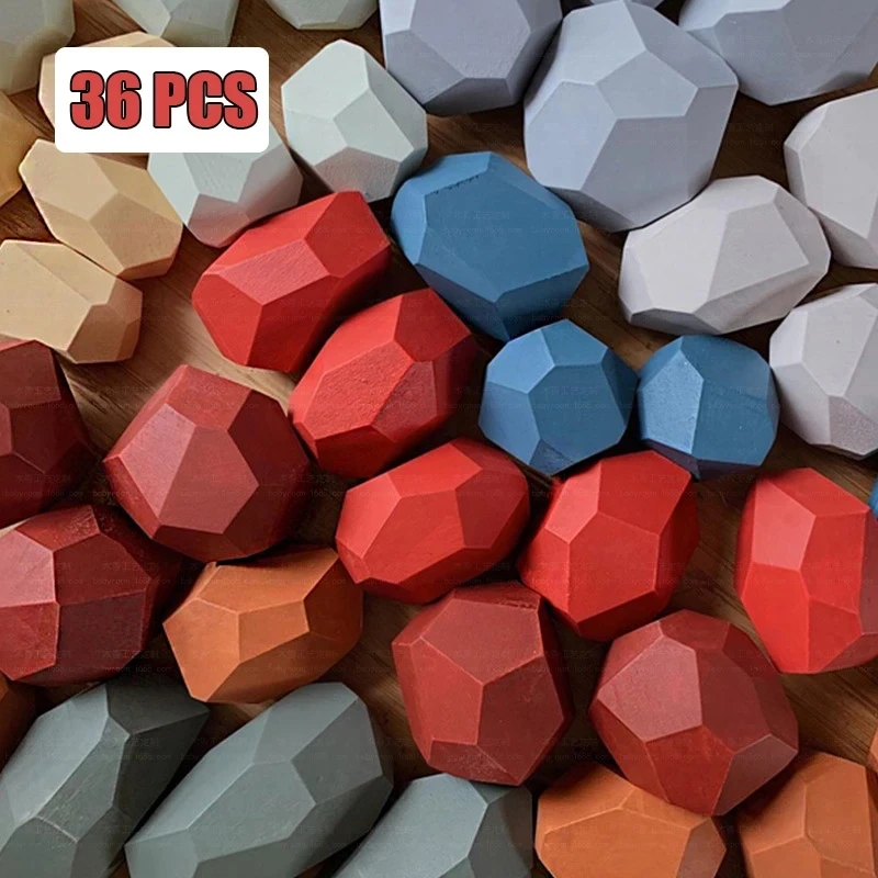 36Pcs Children's Wooden Colored Stone Jenga Building Block Educational Toy Creative Nordic Style Stacking Game Rainbow Toy Gift
36Pcs Children's Wooden Colored Stone Jenga Building Block Educational Toy Creative Nordic Style Stacking Game Rainbow Toy Gift