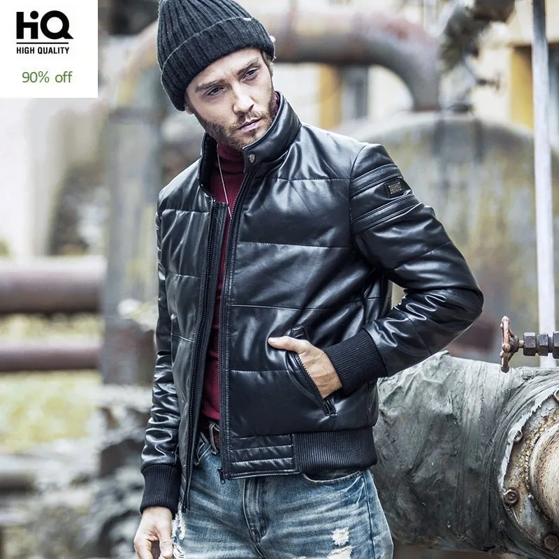 Fashion Men Genuine Leather Down Jacket High Quality Stand Collar Sheepskin Short Down Coat Winter Warm Outerwear Plus Size 5XL
Fashion Men Genuine Leather Down Jacket High Quality Stand Collar Sheepskin Short Down Coat Winter Warm Outerwear Plus Size 5XL