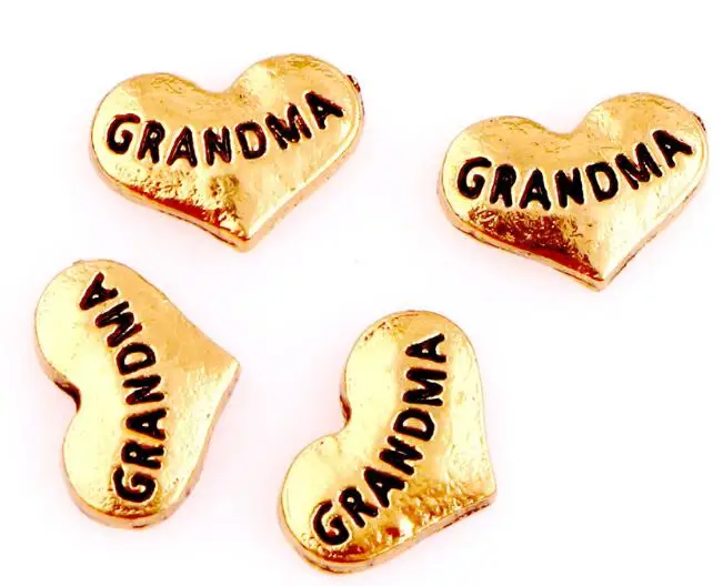 (20 50) шт/партия Золотое сердце для бабушки Плавающие Медальоны Подвески подходят