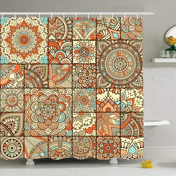 Shower Curtain Set with Hooks 60x72 Tribal for Pattern Flower Frame Design Vintage Elements Hand Tile Abstract India Or Textures
Shower Curtain Set with Hooks 60x72 Tribal for Pattern Flower Frame Design Vintage Elements Hand Tile Abstract India Or Textures