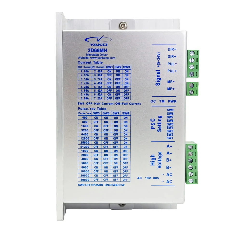 NEMA34 flange stepping motor driver YAKO 32-bit digital signal digital stepping driver 2D68MH two-phase stepping driver DC18-80V
NEMA34 flange stepping motor driver YAKO 32-bit digital signal digital stepping driver 2D68MH two-phase stepping driver DC18-80V