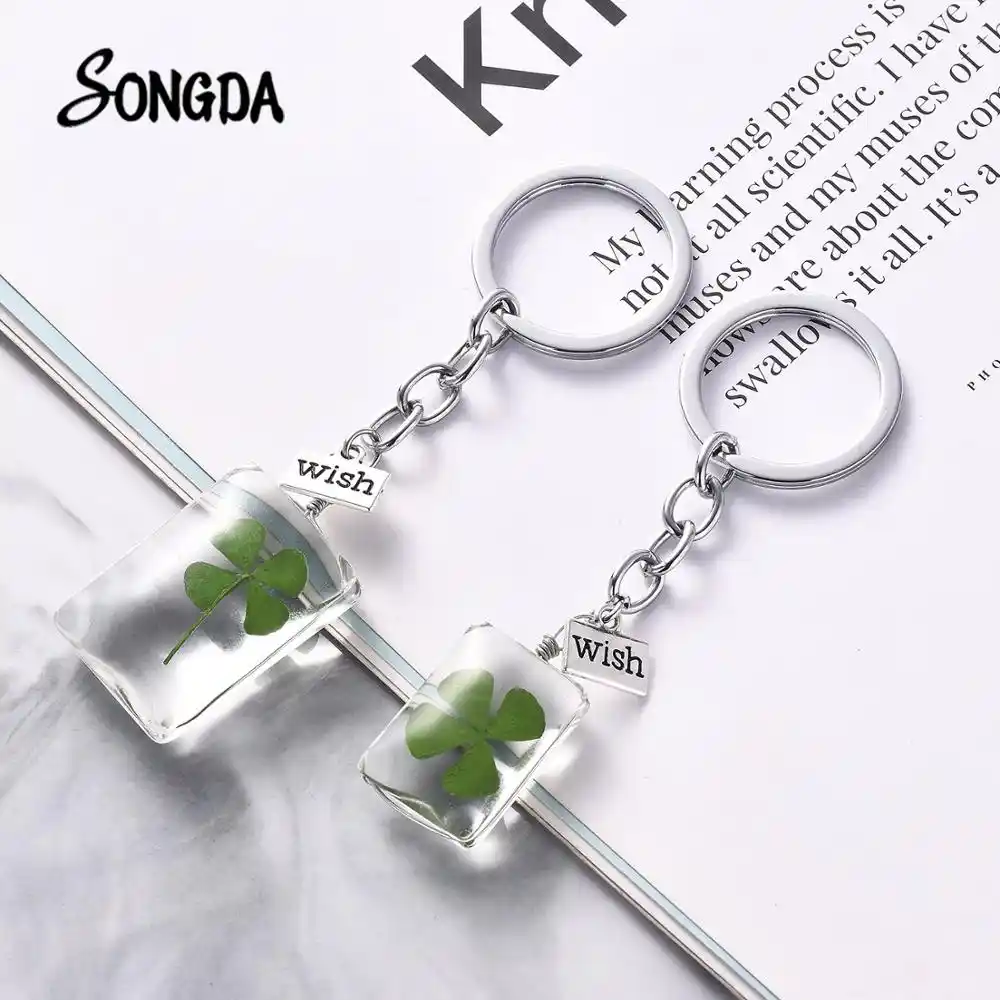 20pcs hollow lucky four leaf clover irish keychain 24*17mm