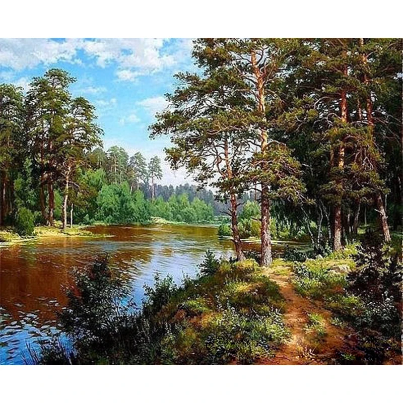 

Painting By Number Landscape Oil Picture Drawing Coloring Hand Painted DIY Kits Adults On Canvas With Frame 40x50 Home Decor Art