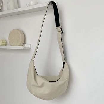 Casual Canvas Dumplings Bags Women Shoulder Bag Solid Color Crossbody Messenger Bags Lady Simple Large Capacity Totes Purses 
Casual Canvas Dumplings Bags Women Shoulder Bag Solid Color Crossbody Messenger Bags Lady Simple Large Capacity Totes Purses