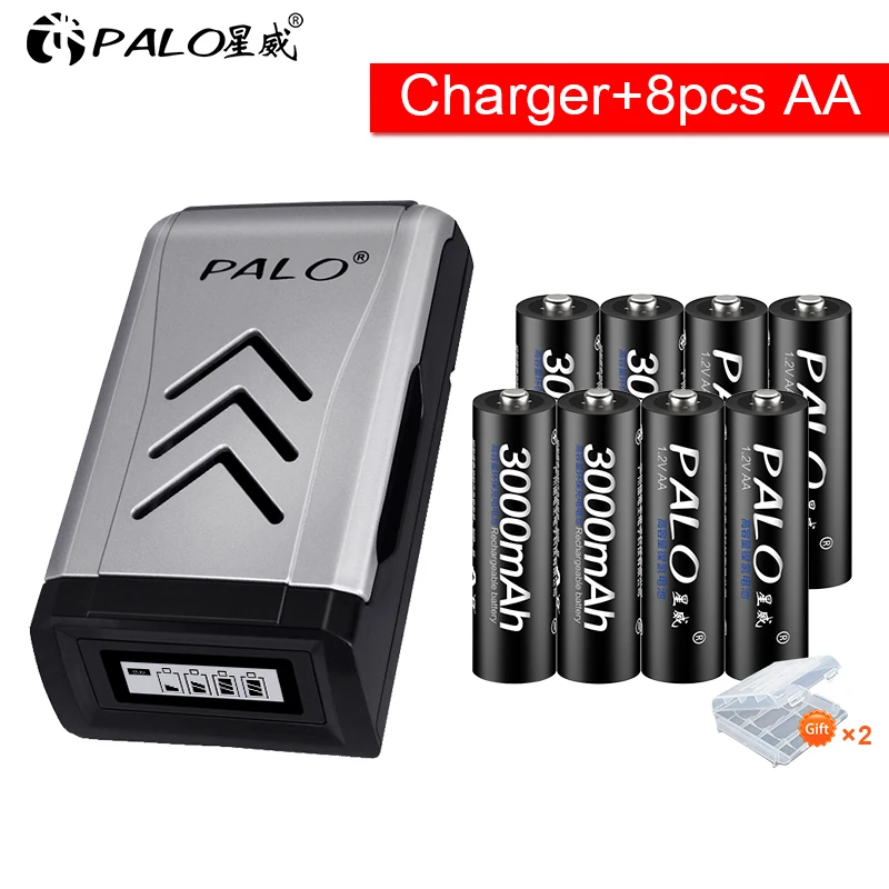 PALO 4-20pcs 3000mAh Ni-MH 1.2V AA rechargeable batteries aa battery rechargeable battery with LCD display smart battery charger
PALO 4-20pcs 3000mAh Ni-MH 1.2V AA rechargeable batteries aa battery rechargeable battery with LCD display smart battery charger