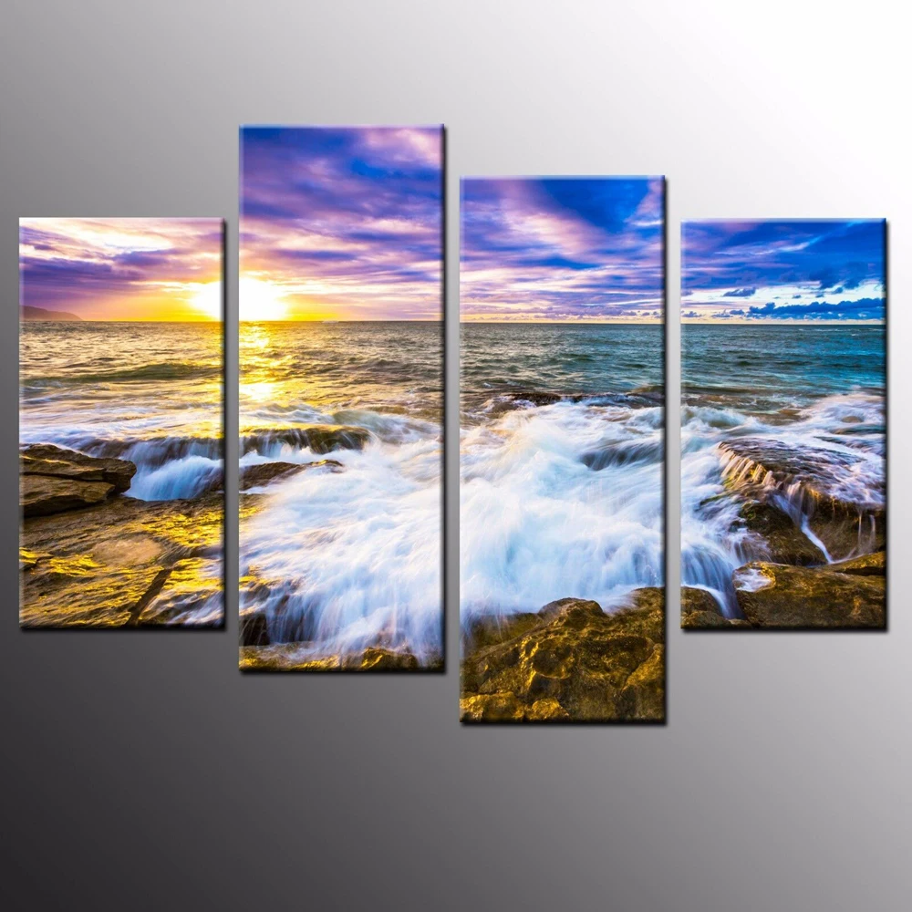 Top Wall Deocr Canvas Painting 4 Pcs Wave Rock Modern Printed Oil Pictures Beauty In Home Living Room No Frame
Top Wall Deocr Canvas Painting 4 Pcs Wave Rock Modern Printed Oil Pictures Beauty In Home Living Room No Frame