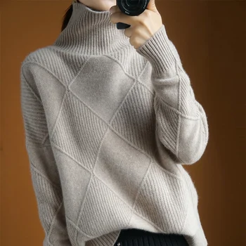 Turtleneck 100% Women's Real Wool Korean Simple Sweaters for Women Autumn Winter 2020 Thicken Warm Pullover Sweter Damski Zjt802
Turtleneck 100% Women's Real Wool Korean Simple Sweaters for Women Autumn Winter 2020 Thicken Warm Pullover Sweter Damski Zjt802
