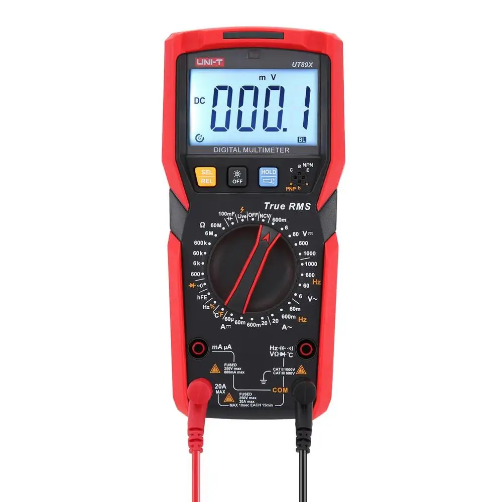 UNI-T UT89X True RMS Digital Multimeter DC/AC Current Voltage Ammeter Voltmeter NCV/Capacitor/Triode/Temperature Tester
UNI-T UT89X True RMS Digital Multimeter DC/AC Current Voltage Ammeter Voltmeter NCV/Capacitor/Triode/Temperature Tester