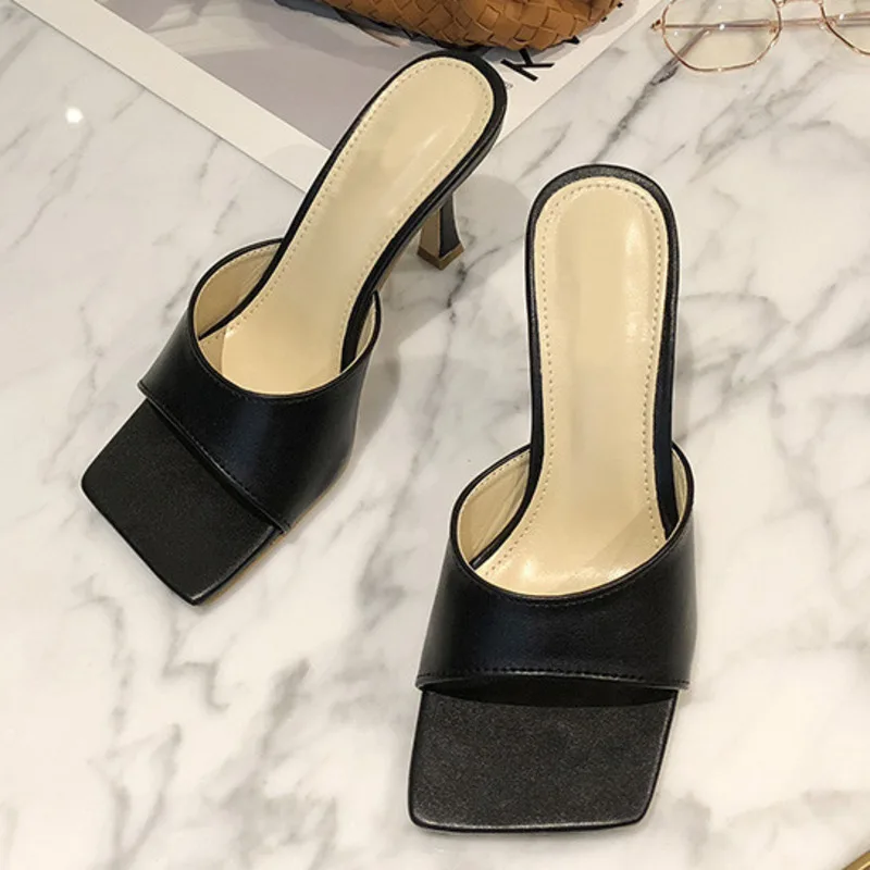 Women's Square Slippers Toe Elegant High Heels 2020 New Summer Mules Slippers Ladies Slides Shoes Femme Dress Sandals
Women's Square Slippers Toe Elegant High Heels 2020 New Summer Mules Slippers Ladies Slides Shoes Femme Dress Sandals