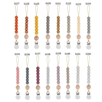 Silicone Bead Pacifier Clip Chain for Baby Teething Soother Chew Toy Dummy Clips 57BF