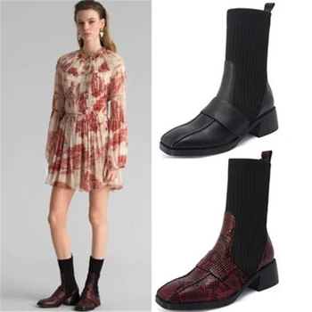 Siddons New Fashion Knit Stretch Women Socks Martin Boots Square Toe Slip On Runway Low Heels Ladies Shoes Woman Ankle Boots
Siddons New Fashion Knit Stretch Women Socks Martin Boots Square Toe Slip On Runway Low Heels Ladies Shoes Woman Ankle Boots