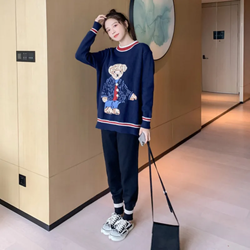 2020 Pregnant Woman New Autumn Runway 2 Pieces Set Knitted Long Sleeve Casual Loose Cartoon Sweater Tops And Long Pants Suits
2020 Pregnant Woman New Autumn Runway 2 Pieces Set Knitted Long Sleeve Casual Loose Cartoon Sweater Tops And Long Pants Suits