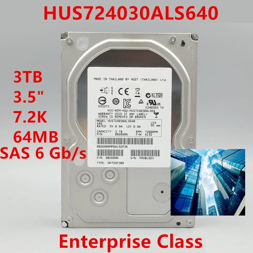 

New Original HDD For Hgst 3TB 3.5" SAS 6 Gb/s 64MB 7200RPM For Internal Hard Disk For Enterprise Class HDD For HUS724030ALS640