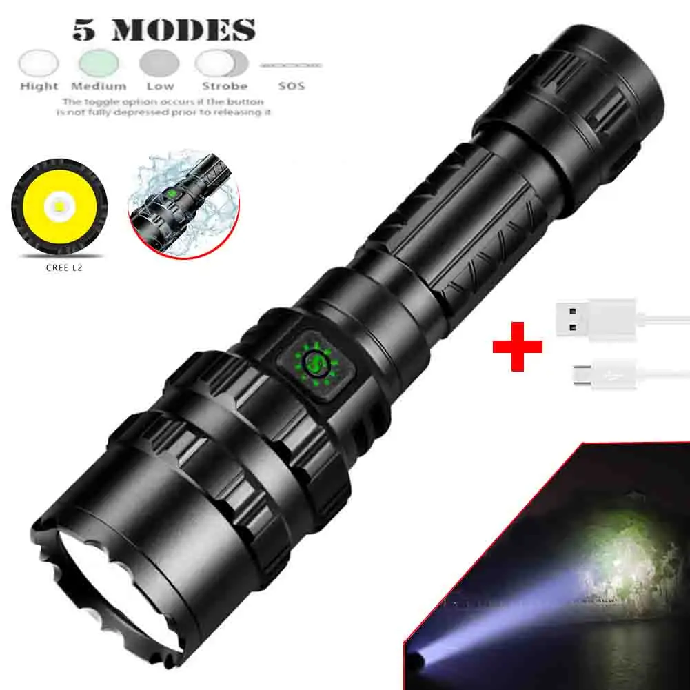 LED Flashlight Super Bright Flashlight L2 Camping Light Waterproof Zoom Bike Light Can Use USB Charging Outdoor Emergency Light
LED Flashlight Super Bright Flashlight L2 Camping Light Waterproof Zoom Bike Light Can Use USB Charging Outdoor Emergency Light