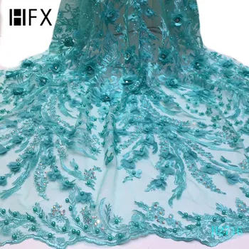 HFX Nigeria Handmade Lace Fabrics African Blue 3d chiffon flower Embroidery Beaded Bridal dress for French Wedding H2716
HFX Nigeria Handmade Lace Fabrics African Blue 3d chiffon flower Embroidery Beaded Bridal dress for French Wedding H2716
