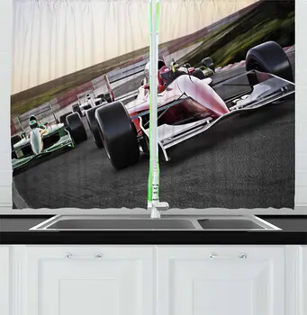 Multicolor Man Cave Kitchen Curtains Speeding Red Race Car Close up Front View on Track Leading The Pack Speedway Image
Multicolor Man Cave Kitchen Curtains Speeding Red Race Car Close up Front View on Track Leading The Pack Speedway Image