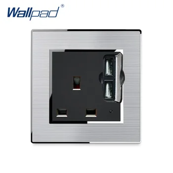 3 Pin 13A Socket With 2 USB Charger Wallpad Stainless Steel Panel With Silver Border Wall Socket AC110-250V
3 Pin 13A Socket With 2 USB Charger Wallpad Stainless Steel Panel With Silver Border Wall Socket AC110-250V