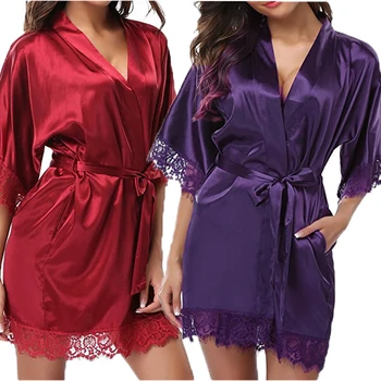 Sexy Womens Ladies Bride Robes Kimono Robe Satin Silk Lace Night Wear Gown Sleepwear
Sexy Womens Ladies Bride Robes Kimono Robe Satin Silk Lace Night Wear Gown Sleepwear
