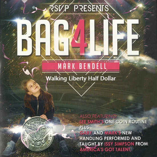Bag4Life (1 Walking Liberty Half Dollar Coin and DVD) Magic Tricks Stage Close Up Magia Mentalism Illusion Gimmick Props Magica
Bag4Life (1 Walking Liberty Half Dollar Coin and DVD) Magic Tricks Stage Close Up Magia Mentalism Illusion Gimmick Props Magica