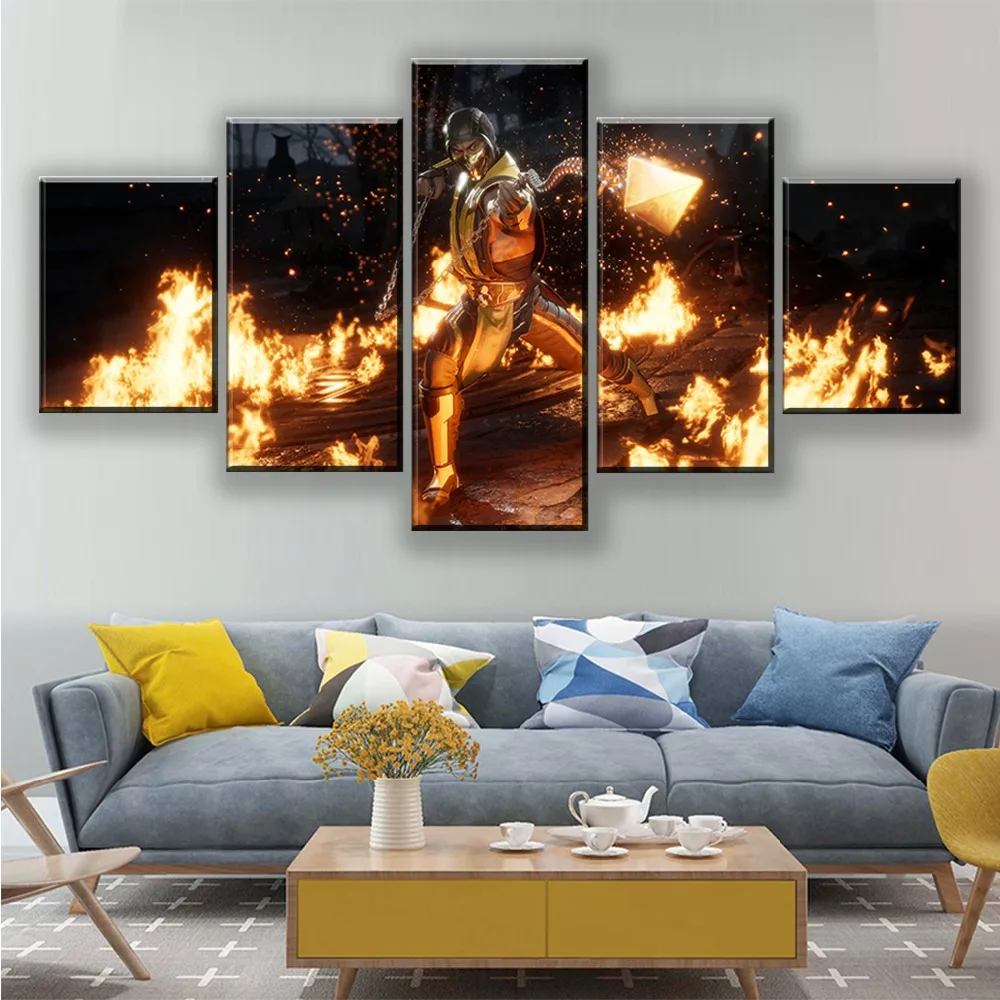 Современное украшение для дома Холщовый постер 5 шт. картина на стену Mortal Kombat Pint