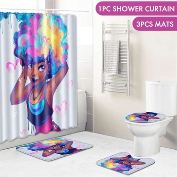 Fashion 4PCS Bathroom Set Africa Girl Waterproof Shower Curtain with Hooks Bathroom Non-Slip Rug Toilet Seat Cover
Fashion 4PCS Bathroom Set Africa Girl Waterproof Shower Curtain with Hooks Bathroom Non-Slip Rug Toilet Seat Cover