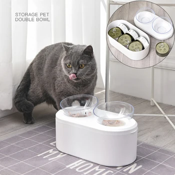 Pet Feeder 15 Degree Adjustable Cat Double Bowl Large Capacity Raised Stand Food Storage Container Elevated Transparent Bowls 
Pet Feeder 15 Degree Adjustable Cat Double Bowl Large Capacity Raised Stand Food Storage Container Elevated Transparent Bowls