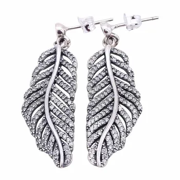 Authentic 925 Sterling Silver Earring Statement Feathers With Crystal Hanging Earrings For Women Wedding Gift Diy Jewelry
Authentic 925 Sterling Silver Earring Statement Feathers With Crystal Hanging Earrings For Women Wedding Gift Diy Jewelry