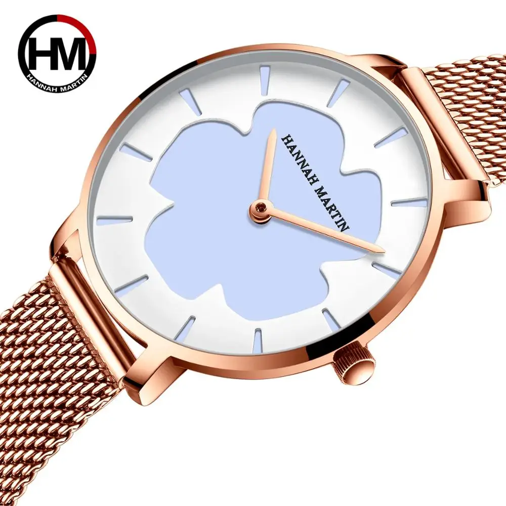 

HM DropShipping Japan Ultra-thin Quartz Watches Magic Flower Change Color Stainless Steel Mesh Band Wristwatch for Women HM06
