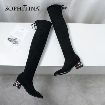 SOPHITINA Fashion Design Boots Elegant Comfortable Paste Drill Square Heel Sexy Pointed Handmade Shoes Women Stretch Boots PO359
SOPHITINA Fashion Design Boots Elegant Comfortable Paste Drill Square Heel Sexy Pointed Handmade Shoes Women Stretch Boots PO359