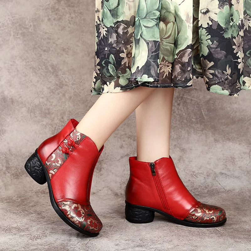 2019 Autumn & Winter New Style Ethnic-Style Leather Short Boots Chunky Semi-high Heeled Embossed Mixed Colors Extra High plus Co
2019 Autumn & Winter New Style Ethnic-Style Leather Short Boots Chunky Semi-high Heeled Embossed Mixed Colors Extra High plus Co