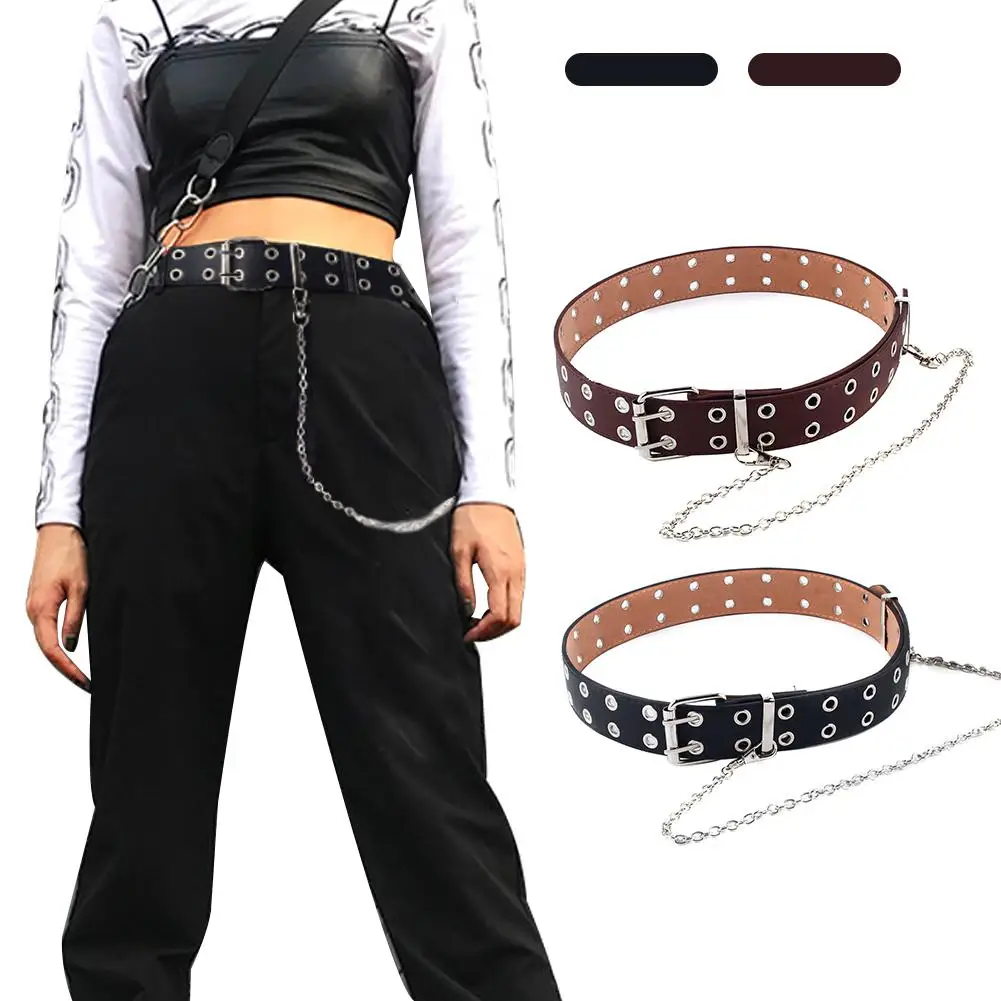 Punk Style Fashion Waist Belt Chain Band Streetwear Wide PU Leather Women Belts Double Holes Adjustable Waistband For Man Woman
Punk Style Fashion Waist Belt Chain Band Streetwear Wide PU Leather Women Belts Double Holes Adjustable Waistband For Man Woman