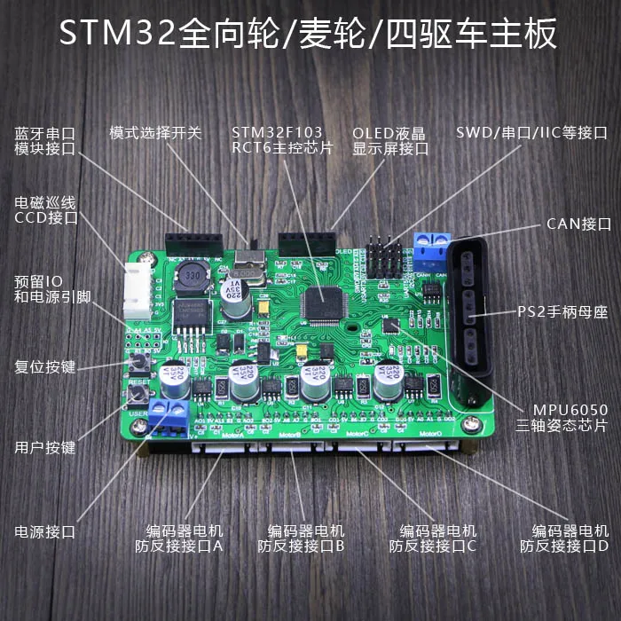 Standard omni-directional wheel car main board wheat wheel car 4WD owner control board controller IMU STM32 can
Standard omni-directional wheel car main board wheat wheel car 4WD owner control board controller IMU STM32 can