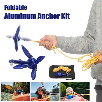 2pcs/kit Rowing Boats Folding Anchor 4 Tines Compact Anchor Buoy Kit Marine Rope for Canoes Kayaks Sailboat Fishing + rope + bag 
2pcs/kit Rowing Boats Folding Anchor 4 Tines Compact Anchor Buoy Kit Marine Rope for Canoes Kayaks Sailboat Fishing + rope + bag